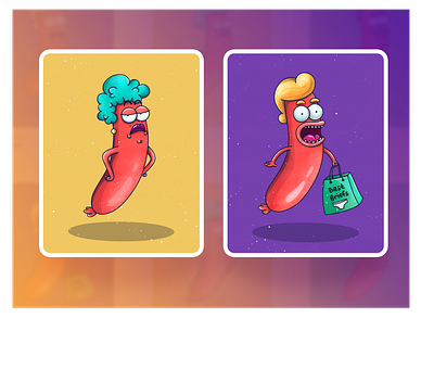 NFT Funny Sausages art cartoon character emotions funny graphic illustration nft procreate