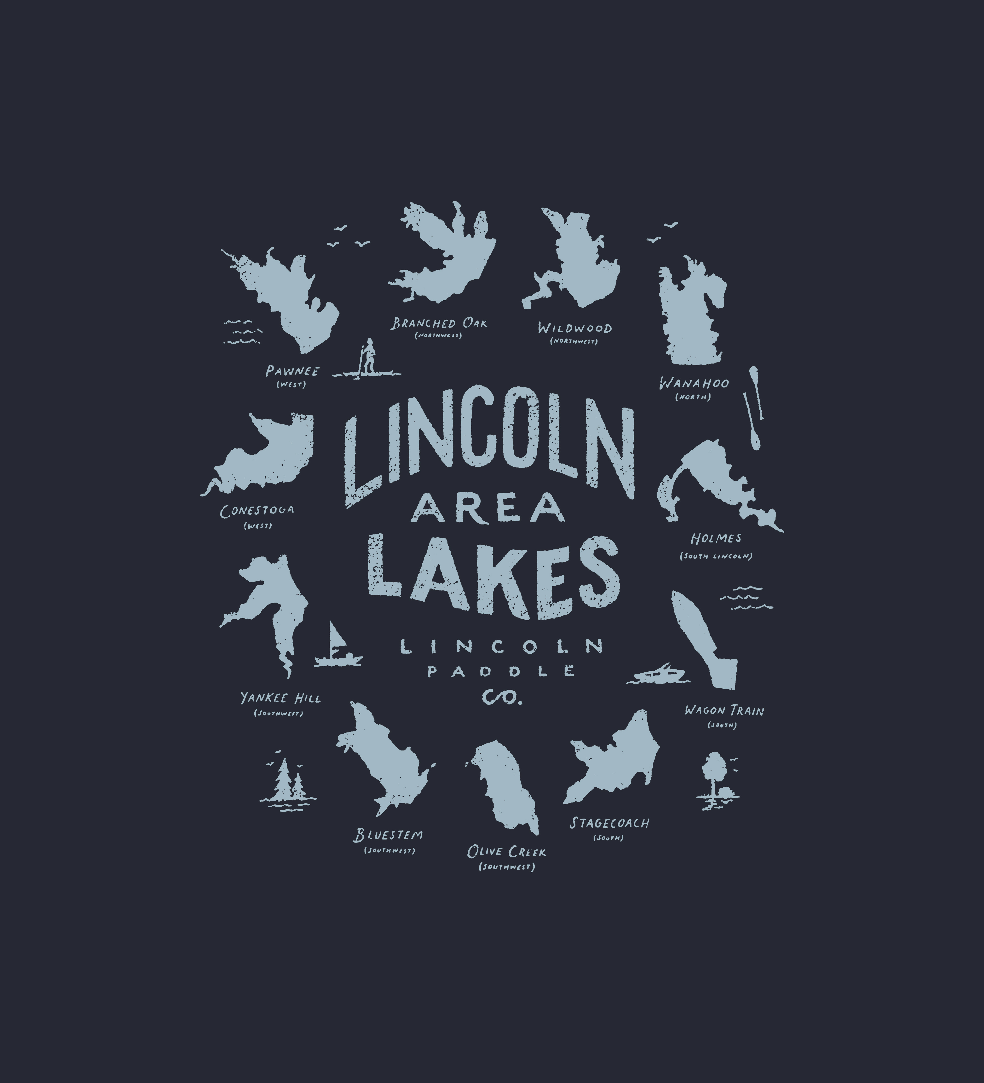 Lincoln Paddle Co canoe design drawing hand drawn illustration joe horacek kayak lake lettering lincoln little mountain print shoppe sketch small business typography
