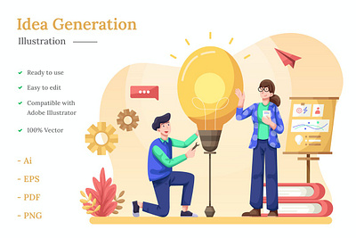 Idea Generation Illustration app banner business clean concept development header icon illustration landing landing page page process strategy technology ui ux web web app website