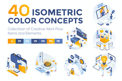 Modern Isometric Concepts app banner business clean concept development header icon illustration landing landing page page process strategy technology ui ux web web app website