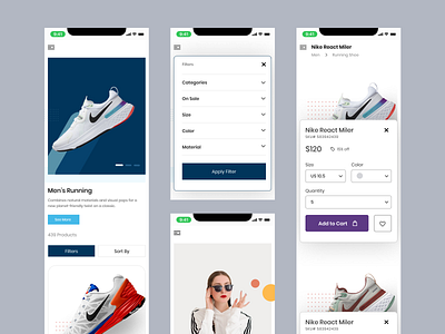 Ecommerce Product List, Add to cart, Filter add to cart category checkout ecommerce ecommerce store filter mobile ecommerce mobile ui online shopping product list product page product ui responsive shop shop app shop ui store design