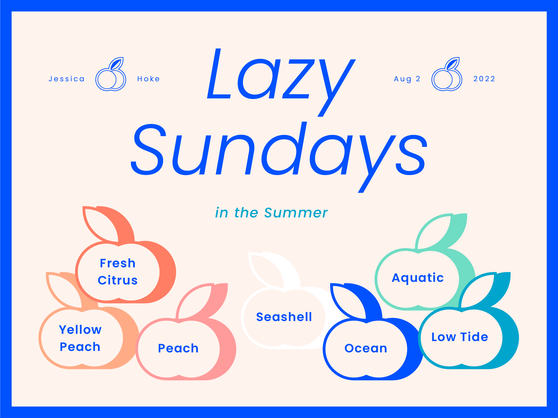 Color Palette Lazy Sundays blue color color palette fruit graphic design illustration peach summer sunset