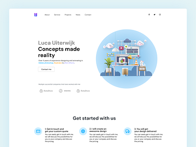 Designer Portfolio Homepage - Luca Uiterwijk graphic design graphic designer landing page portfolio portfolio design portfolio website website design