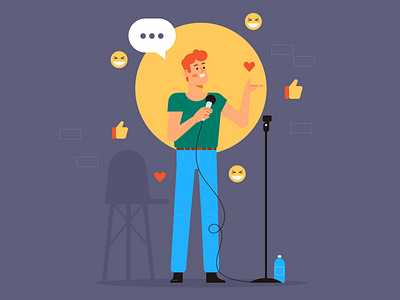 Standup character comedian comedy flat illustration man simple stand up standup standuper vector