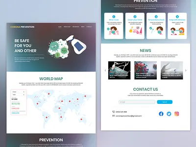 CORONA Social Awareness Landing Page corano covid 19 design figma graphic design healthcare illustration landing page ui ui design ux vector web design website