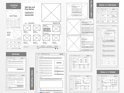 Gaming Store Wireframes minimal ui ux web