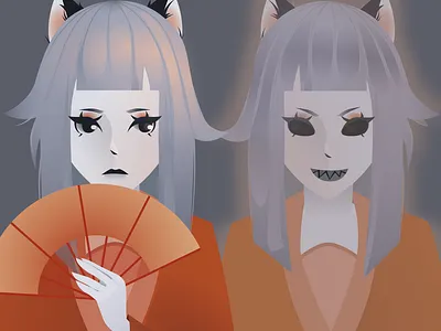 Bakeneko adobe illustrator art illustration japan vector