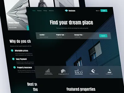 Landing Page - Risk Estate agency building card house landing page property property app property management property website real estate real estate agency real estate website residence resitor room ui design ux design web design website website design