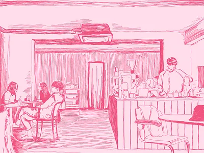 The Cafe art drawing illustration