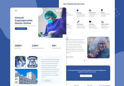 Docs Hospital - Surgery - Appointment - Landing Page branding design doctors figma figmadesign healthcare hospital illustration logo nurses services testimonials ui ux web website