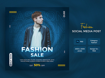 Fashion sale social media post or web banner design discount facebook post fashion fashion week feed banner feed post instagram post sale social media post social network square banner template