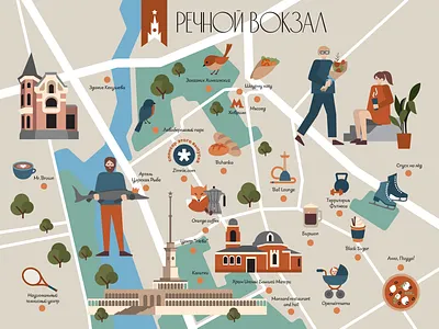 Речной вокзал design flat illustration flatdesign graphicdesign illustration map moscow