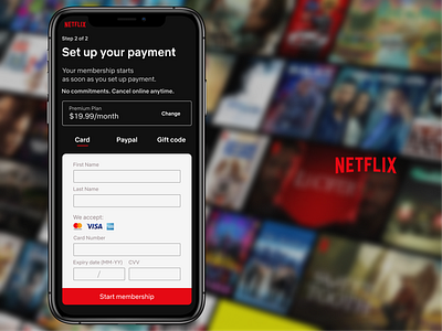 【Daily UI】― Redesign Credit Card checkout for Netflix app checkout credit card dailyui design mobile netflix ui ux