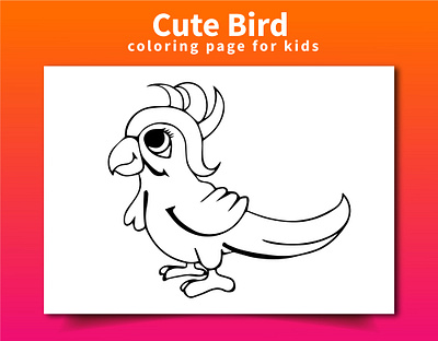 Cute Bird Coloring Page For Kids animal bird branding coloring coloringbook coloringpages design illustration logo ui vector