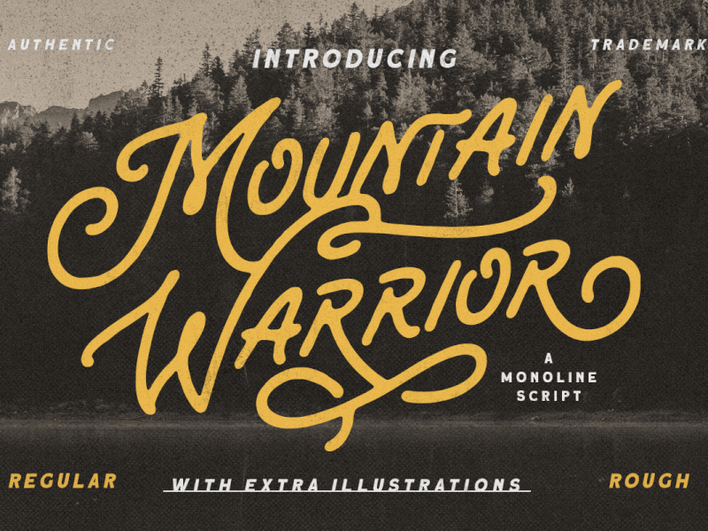 Mountain Warrior - Monoline Script freebies natural