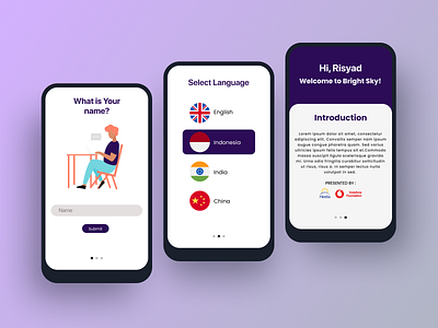 Bright Sky App app branding design icon illustration language app logo typography ui ux vector