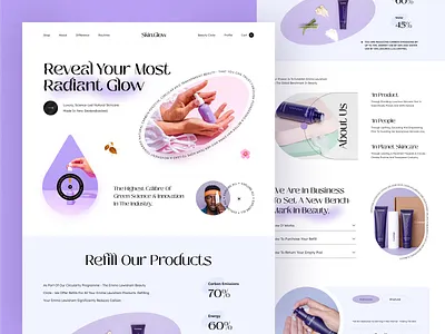 Beauty Product Web Site Design: Landing Page / Home Page UI beaty beauty care cosmetics web curology design ecommerce landing page design orix personal care product page design sajon self care shopping skin skincare uiux web website website beauty website design