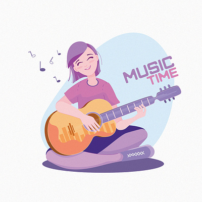 girl with a guitar design illustration vector