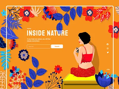 The Girl and the Garden.. 3d branding design girlnature graphic design illustraion illustration nature natureillustration natureui photoshop uidesign