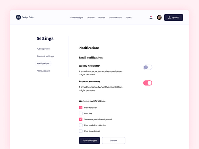 Notifications Settings notifications notifications settings settings settings design settings ui ui ui components ui design daily ui designer ux ux designer