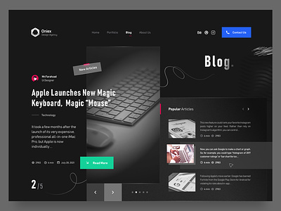 Blog Page - Dark🔥 blog dark design header landing landingpage trend ui uidesign uiux web web design web site webdesign