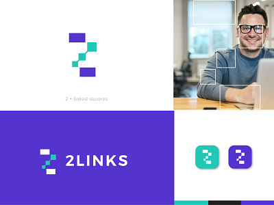 2Links - SAAS product logo 2 branding crypto wallet growth link logo mint green modern numeric 2 purple saas scaling software tech web app logo