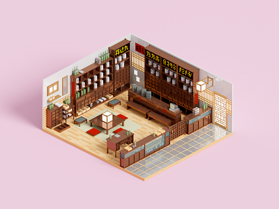 Apothecary 3d 3dart apothecary architecture illustration interior render voxel voxelart