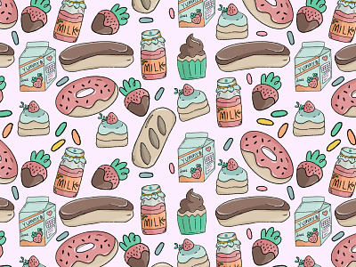 Sweet Treats Version 2 Seamless Repeat design graphic design illustration product design surface pattern design