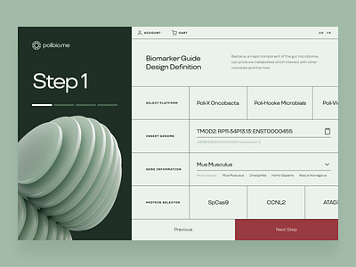 Polibio.me — Microbiome Onboarding & Checkout Interaction 3d animation biotech cancer checkout disease drug form gene genetics green health interaction medical medicine microbiome onboarding science ui ux