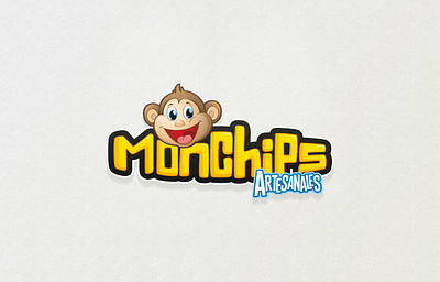 Monchips - Snacks Artesanales branding logo logotipo monkey shot snack vector