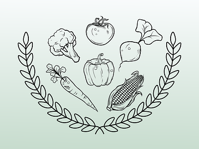 Vegetable Assets art beets branding broccoli carrot corn design farm farming harvest illustration illustrator logo outline pepper plants produce tomato vector wheat