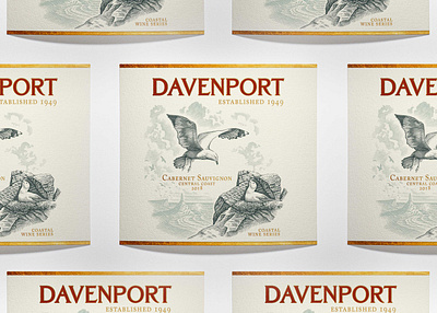 Davenport Wine Label birds coast engraving etching illustration lighthouse line art ocean outdoors pen and ink pen drawing scratch board scratchboard scratcher board sea seagulls wildlife