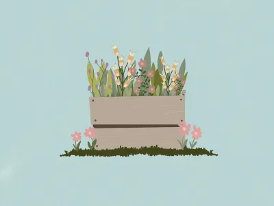 Flower garden design flat garden illustration line procreate shape vector