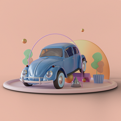 Fusca 3d blender graphic design