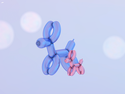 balloon dog 3d cute dog illustration