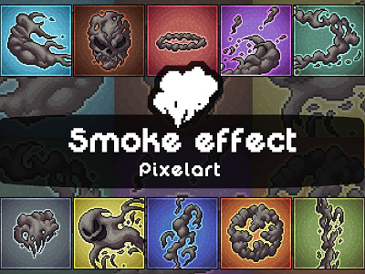 Smoke Pixel Art Effects 2d 64x64 asset assets effect effects game game assets gamedev indie indie game magic pack pixel pixelart pixelated png psd set smoke