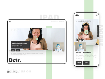 Doctor App Video Calling app branding concept design granddesignlab illustration logo minimal ui ux