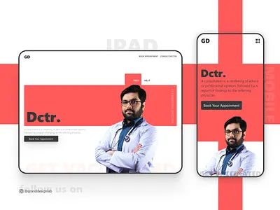 Doctor App Hero Page app branding concept design granddesignlab illustration logo minimal ui ux