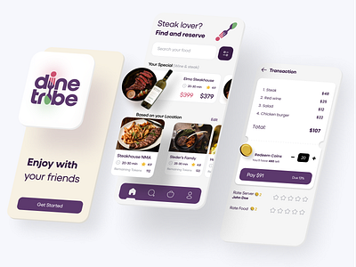 DineTribe App app coin component explore food food app gamification group mobile resturant search