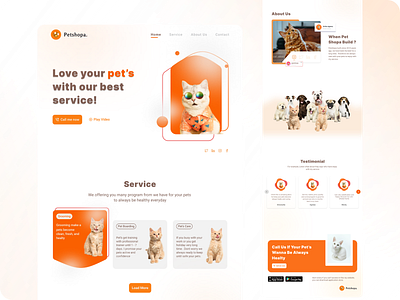 Petshopa Landing Page 👀 3d animal animalcare branding care cat catlove catlover dog doglover landingpage lovecat pet pets uiux