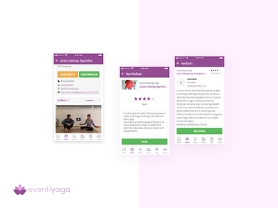 EventiYoga app clean comments design feedback italian minimalism mobile ui