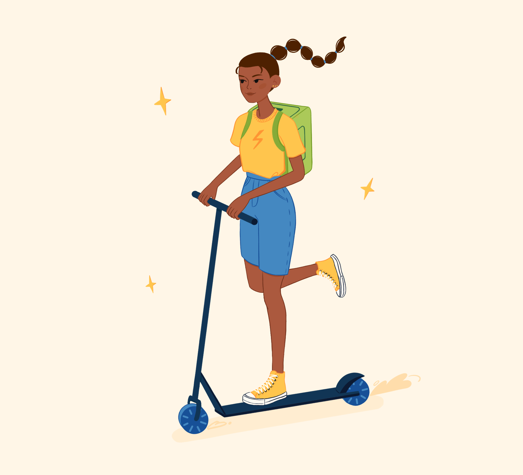 Delivery service character delivery delivery service electric girl illustration scooter