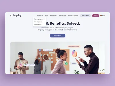 heyday - flexible perks and benefits | website ante babic berlin freelance designer heyday minimal product design simplicity ui ui design ux ux design visual design web design website design