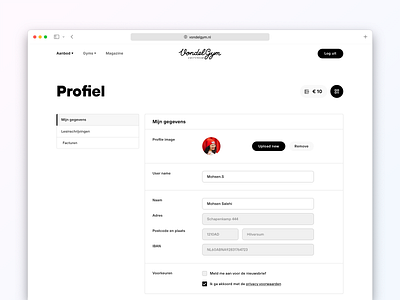 Profile page design gym profile ui