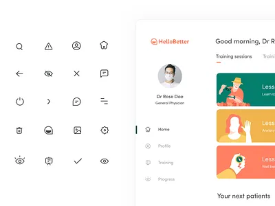 Hellobetter icons app body branding design fitness health healthcare hellobetter illustration logo mental neel prakhar product design sharma sleep subscription ui uiux web