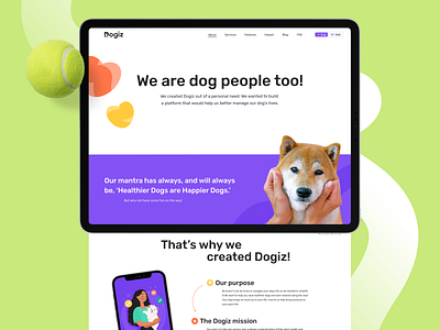 Dogiz - About page about page dog dogs graphic design illustration landing logo pets ui uiux web website