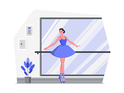 Ballet ballerina ballet dance design hall illustration lady mirror performance practice room vector women