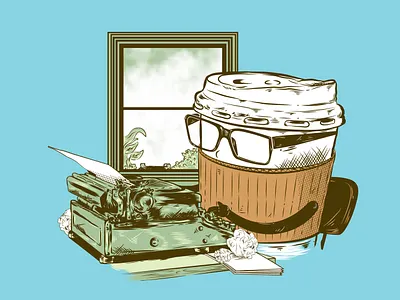 Coffee Writer graphic design illustration