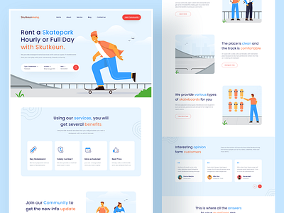 Rental Skatepark - Landing Page 🛹 booking branding clean design daily design flat illustration graphic design illustration landing page logo rental ui ui design uiux ux vector