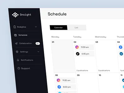 Social Media Management Dashboard - Schedule collaboration dashboard instagram like message post publication publish schedule smm social media tiktok twitter